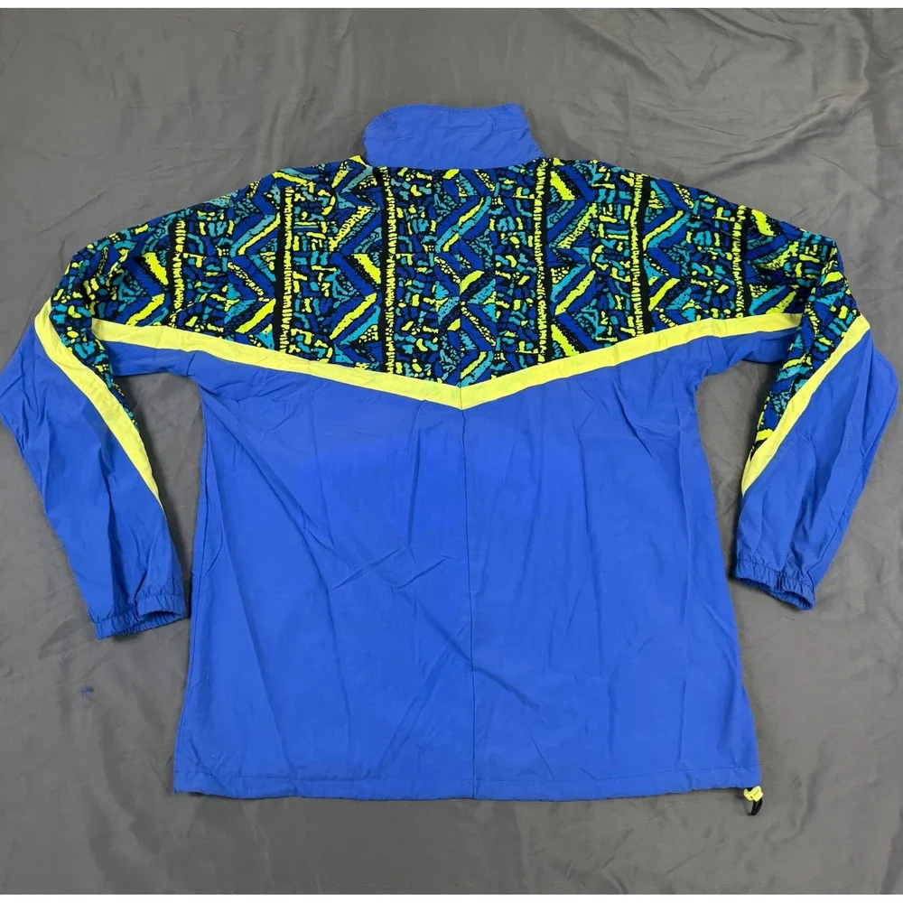 Vintage Insport Mens Tracksuit Set Large Blue Yellow Geometric 90s Windbreaker